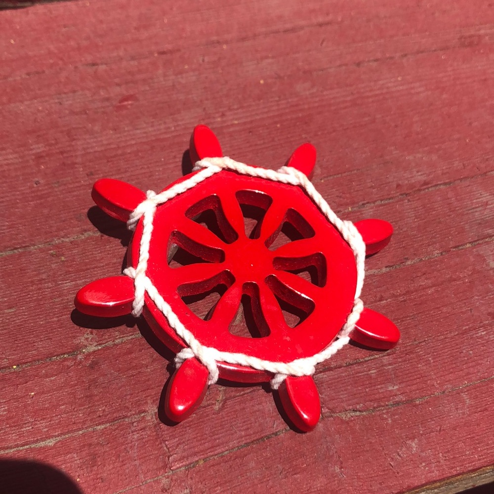 Nautical Red Wheel Pin